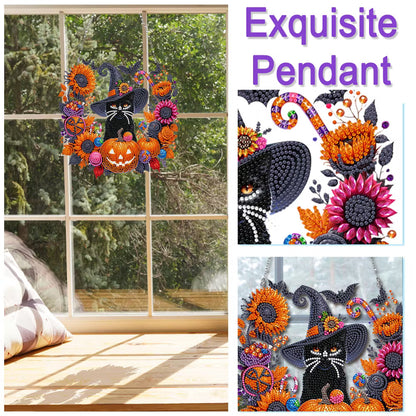 🐈‍⬛🎃Halloween Black Cat Moon Diamond Art Hanging Ornament Kit