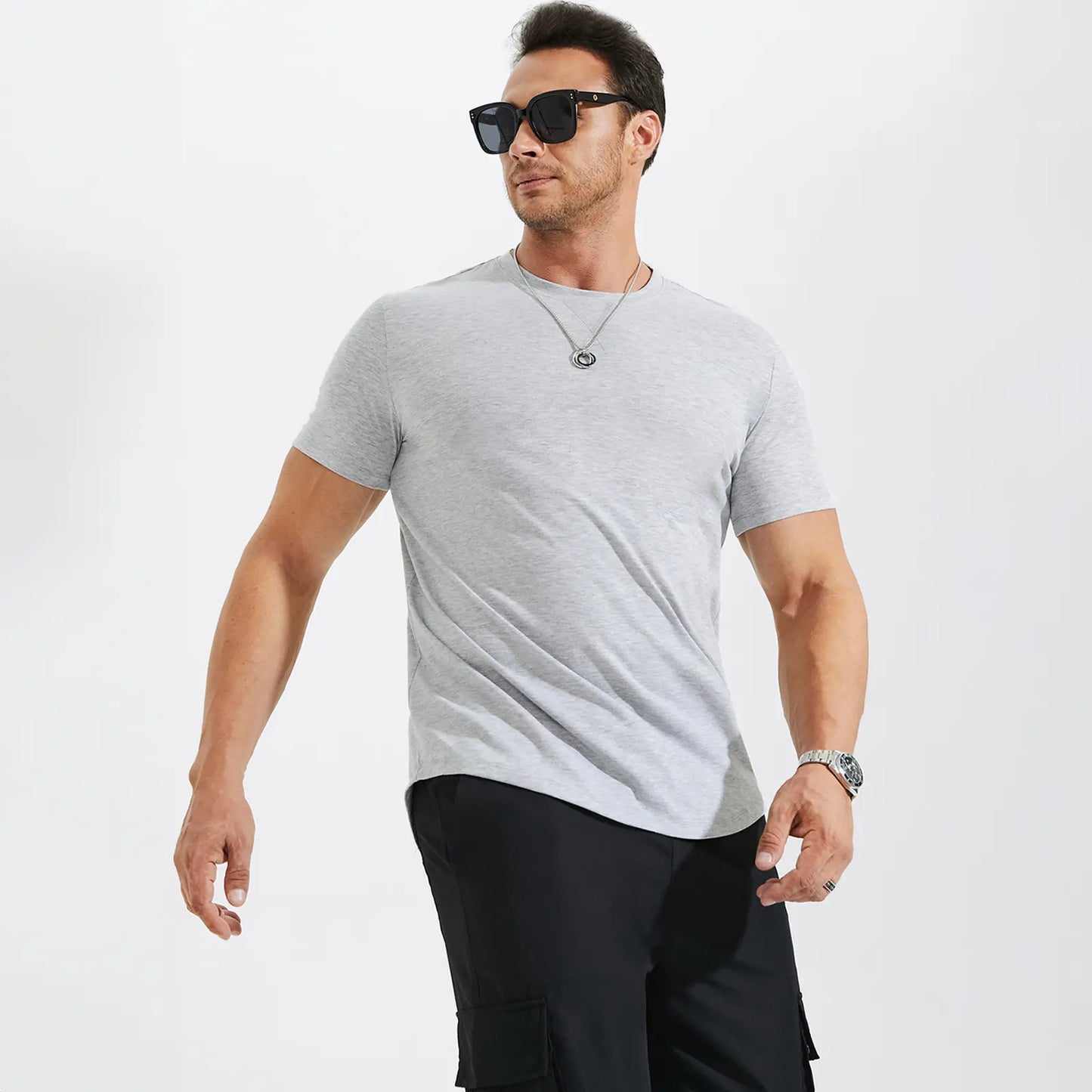 🔥Summer Flash Sale 50% OFF - Mens 3 Pack Cotton Hipster Hip Hop Longline Crewneck T-Shirt