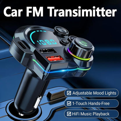 PD 30W Type-C Car Charger & Bluetooth 5.3 FM Transmitter, Wireless MP3 Player with Dual USB Ports