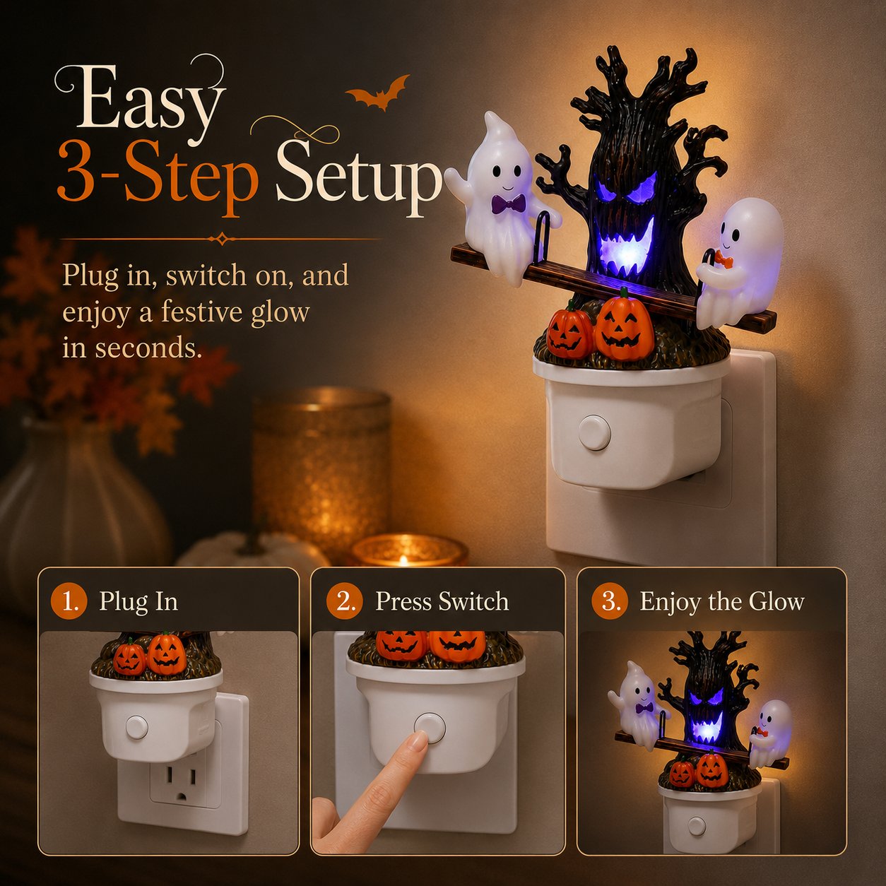 ✨Cute Halloween Glow 👻Pumpkins & Glowing Spooky Tree