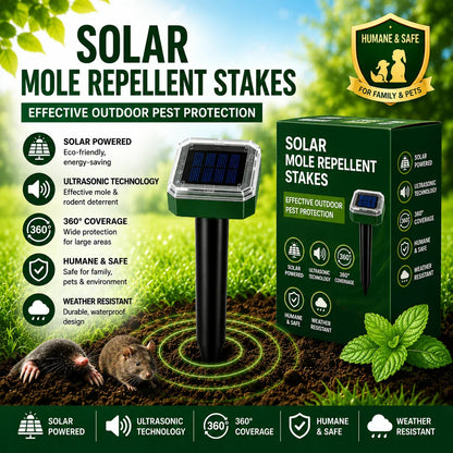 🌸Spring Sale 50% OFF☘️Solar Powered Waterproof Screw Mole Repellent