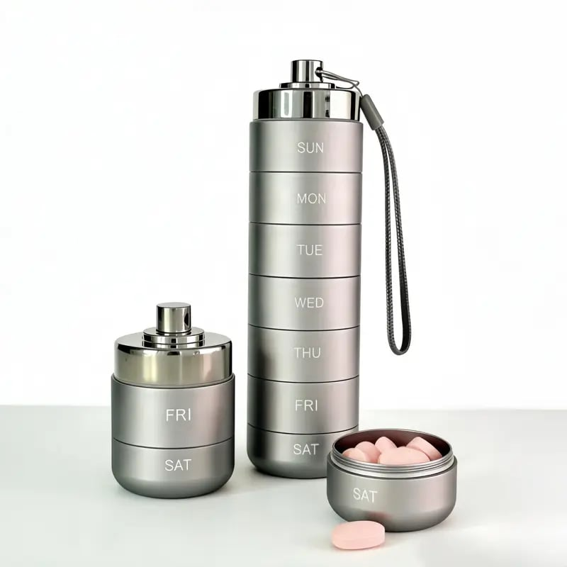 💊Portable Metal Pill Organizer – 7-Day Medicine, Vitamin & Supplement Holder