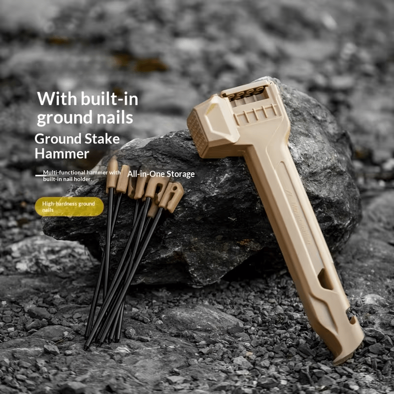 ⛺ Multifunctional Camping Hammer with Built-In Stake Storage