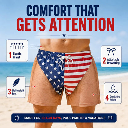 🇺🇸 Funny Patriotic Men’s Swim Trunks – Freedom & Chill Summer Beach Shorts 🏖️ (📦Buy 2 Free Shipping)