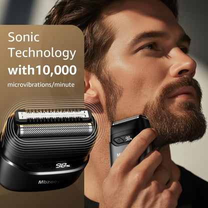 Mbzoey Electric Foil Shaver for Men | IPX7 Waterproof, LED Display, USB-C